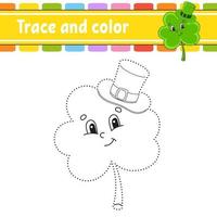 Trace and color. Coloring page for kids. Handwriting practice. Education developing worksheet. Activity page. Game for toddlers. St. Patrick's day. vector