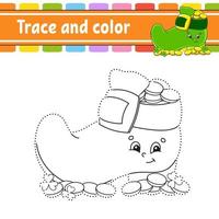 Trace and color. Coloring page for kids. Handwriting practice. Education developing worksheet. Activity page. Game for toddlers. St. Patrick's day. vector