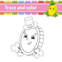 Trace and color. Coloring page for kids. Handwriting practice. Education developing worksheet. Activity page. Game for toddlers. St. Patrick's day. vector