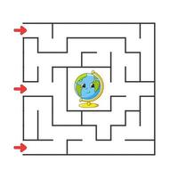 Square maze. Game for kids. Puzzle for children. cartoon character. Labyrinth conundrum. Color vector illustration. Find the right path. The development of logical and spatial thinking.