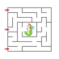 Square maze. Game for kids. Puzzle for children. Happy character. Labyrinth conundrum. Color vector illustration. Find the right path. Isolated vector illustration. cartoon style.