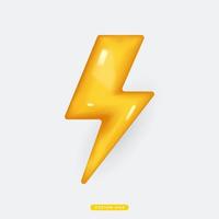 Lightning 3D Realistic Weather Icon Isolated Vector Illustration. Realistic 3D icon design