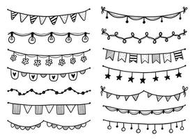 Party garland set with flag, bunting, pennant. vector