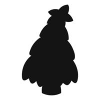 Fir tree. Black silhouette. Vector illustration isolated on white background. Design element. Template for your design, books, stickers, posters, cards, child clothes.