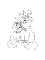 Linda pareja de gatos enamorados. página de libro para colorear para niños. personaje de estilo de dibujos animados. ilustración vectorial aislado sobre fondo blanco. día de San Valentín.