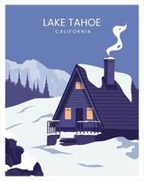 Lake Tahoe national park background illustration. Travel to united state America. vector illustration with colored style.