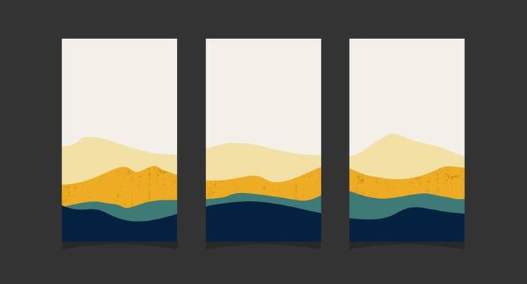 Abstract mountain painting, Abstract background, Premium Vector