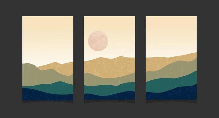 Abstract mountain painting, Abstract background, Premium Vector