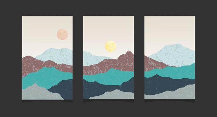 Abstract mountain painting, Abstract background, Premium Vector