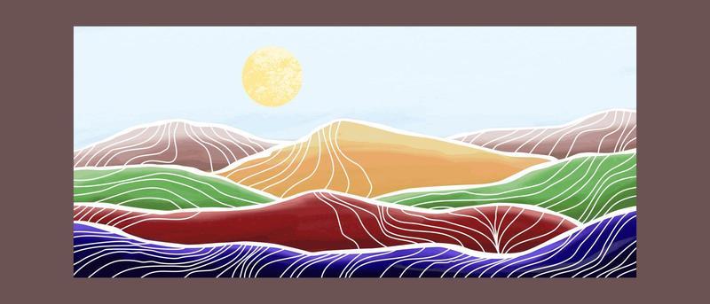 Abstract mountain painting, Abstract background, Premium Vector