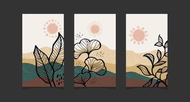 Boho art with Abstract mountain background vector