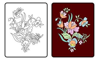 Flowers coloring book or page, education for children. vector