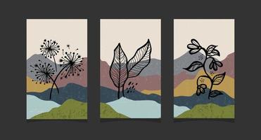 Boho art with Abstract mountain background vector