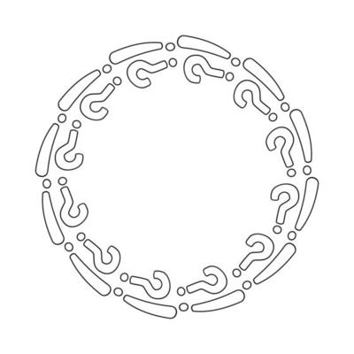 Round frame made of question marks and exclamation marks. Vector illustration.