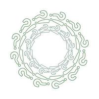 Round frame made of question marks and exclamation marks. Vector illustration.