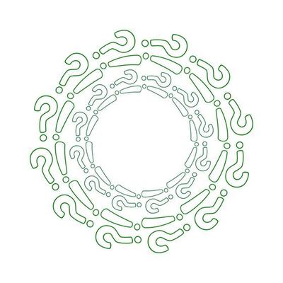 Round frame made of question marks and exclamation marks. Vector illustration.