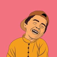 Illustration of kid laugh in cartoon vector