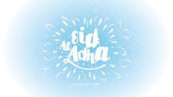 Eid al-Adha handwritten lettering. Beautiful text design for for graphic poster, greeting card etc.Greeting vector illustration