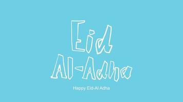 Eid al-Adha handwritten lettering. Beautiful text design for for graphic poster, greeting card etc.Greeting vector illustration