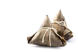 Zongzi, rice dumpling - Design concept of famous food in duanwu dragon boat festival, close up, clipping path, cut out, isolated on white background photo