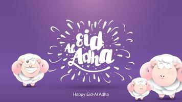 Muslim holiday Eid al-Adha. the sacrifice a ram sheep. Beautiful text handwritten lettering design for for graphic poster, greeting card etc.Greeting vector illustration