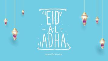 Letras manuscritas de eid al-adha. Hermoso diseño de texto para póster gráfico, tarjeta de felicitación, etc. Ilustración de vector de saludo