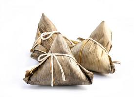 Zongzi, rice dumpling - Design concept of famous food in duanwu dragon boat festival, close up, clipping path, cut out, isolated on white background photo