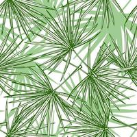 Fan palm leaves seamless pattern.Retro tropical branch in engraving style. vector