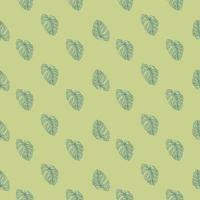 Monstera leaf seamless pattern.Vintage tropical branch in engraving style. vector