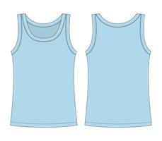 boceto técnico de la camiseta sin mangas. ropa interior de la camiseta del esquema de la muchacha de los niños. color azul.