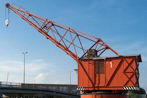 Venice, Veneto, Italy, 2014. Red crane in Venice photo