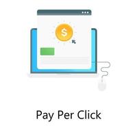 An vector of cost per click, cursor on coin