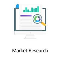 Market research concept, magnifier on pie chart vector