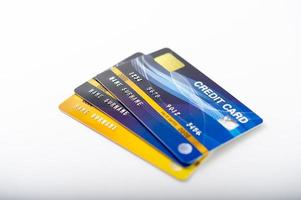 tarjetas de crédito, tarjetas de efectivo para hacer negocios, banca y finanzas en línea foto