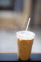 Iced coffee, cold espresso, fragrant, sweet, appetizing, food and beverage concepts photo