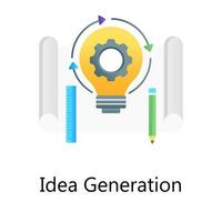 Idea generation conceptual vector, gear with bulb vector