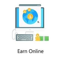 Design of earn online concept, flat gradient vector