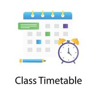 Alarm clock with calendar, class time table vector