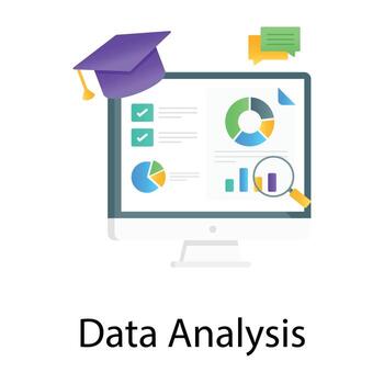 Data analysis magnifier on bar chart vector