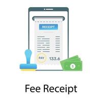 A vector of fee receipt in editable style