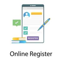 Online register mobile registration app vector