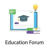 Mortarboard inside website, education forum vector