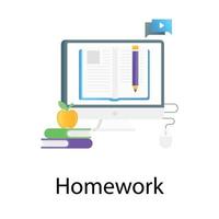 Online homework vector in editable style
