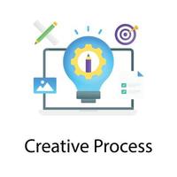 A trendy vector of creative process, bulb with gear