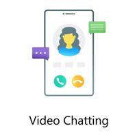 Video chatting conceptual icon in flat gradient style, mobile video call vector