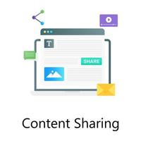 Flat gradient conceptual icon of content sharing, online data linkage vector