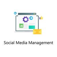 Online content configuration, flat gradient conceptual icon of social media management vector