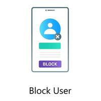 Mobile app, flat gradient conceptual icon of block user vector