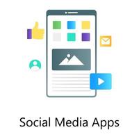 An conceptual icon of social media apps in flat gradient style vector