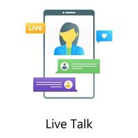 Live talk conceptual icon in flat gradient style, mobile video call vector